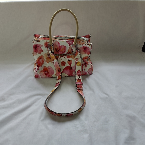 Guess Floral Faux Leather Handbag - Detachable Shoulder Strap - Picture 3 of 9